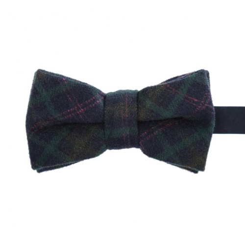 Checked Blue and Green Wool Bow Tie